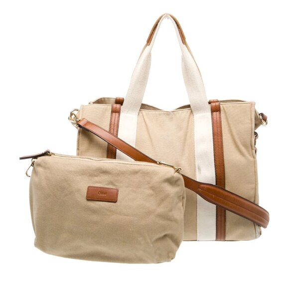 Chloe Leather and Canvas Baby Tote Bag - Picture 2 of 3